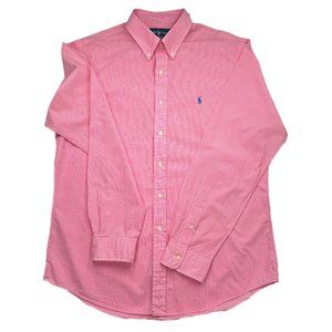 (Like New) Pink/White Plaid Polo Ralph Lauren Custom Fit Long Sleeve Shirt - L